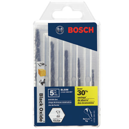 Bosch 5PC IMPACT BLACK OXIDE DRILL BIT SET BL5IM