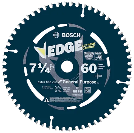Bosch EDGE 7-1/4'' 60T GENERAL PURPOSE CIRCULAR SAW BLADE DCB760B5