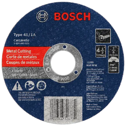 Bosch 4-1/2 X 3/32 X 7/8 TYPE 1 METAL CUTTING WHEEL A24R FOR METAL  (BULK) CW1M450