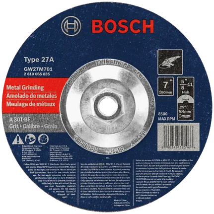 Bosch 7 X 1/4 X 5/8-11 TYPE 27 GRINDING WHEEL A30T-BF FOR METAL  (BULK) GW27M701