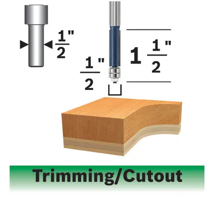 Bosch CT 1/2 X 1-1/2 TMPLTE TRIM W/BB 2F 1/2S 85601MC
