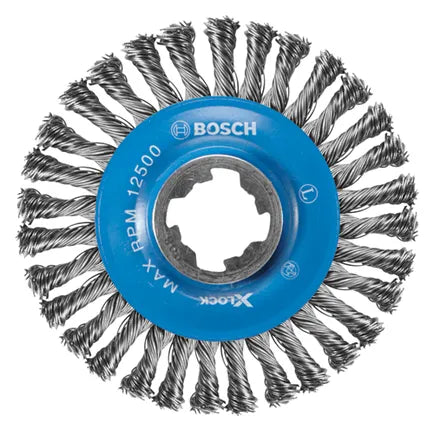 Bosch X-LOCK 4-1/2" WIRE WHEEL, STRINGER BEAD KNOTTED, CARBON STEEL WBX408