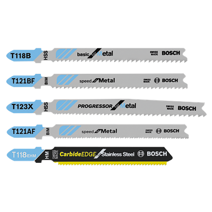 Bosch 5 PIECE PRO-METAL T-SHANK JIG SAW BLADE SET TPM005