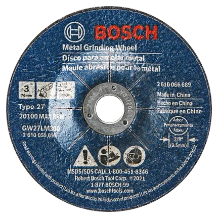 Bosch GW27LM300 METAL GRINDING WHEEL T27 3" x 1/8" GW27LM300