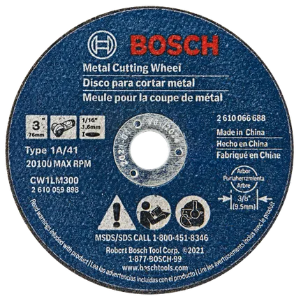 Bosch CW1LM300 METAL CUTTING WHEEL T1 3" x 1/16" CW1LM300