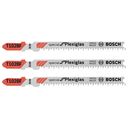 Bosch CLEAN FOR PLEXIGLAS JIGSAW BLADE - 3PK T102BF
