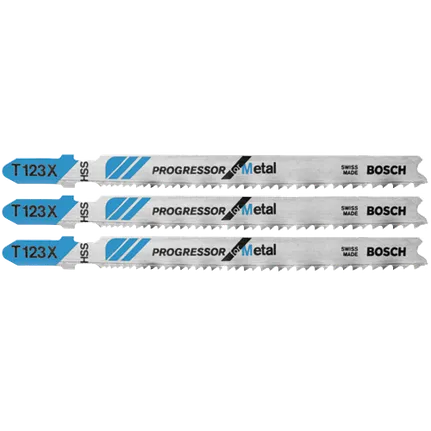 Bosch 4", "PROGRESSOR" HSS T-SHANK JIGSAW BLADE  (3 PK) T123X3
