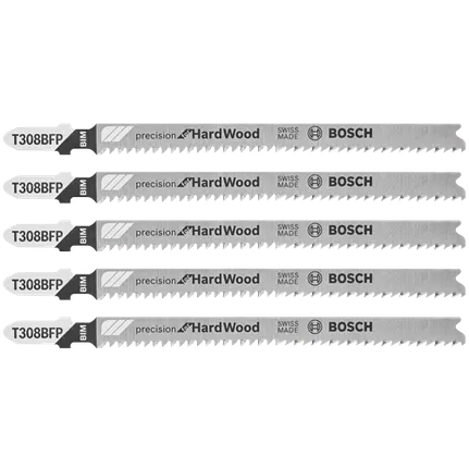 Bosch PRECISION FOR HARDWOOD JIGSAW BLADE - 5PK T308BFP