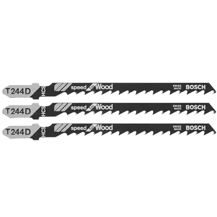 Bosch 4", 6TPI, HCS T-SHANK JIGSAW BLADE  (3 PK) T244D3