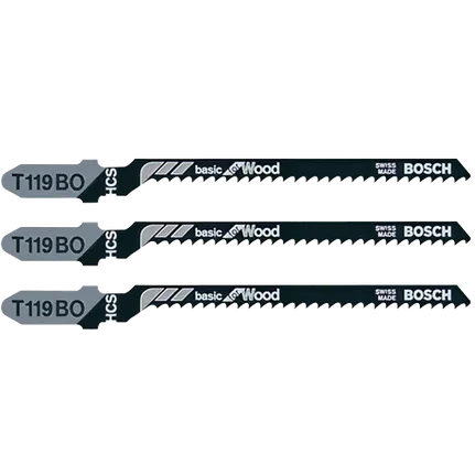 Bosch 3", 12TPI, HCS T-SHANK JIGSAW BLADE  (3 PK) T119BO3