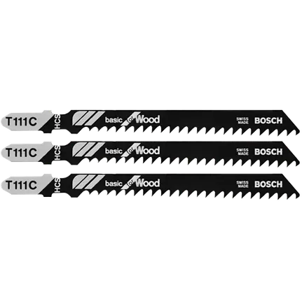 Bosch 4", 8TPI, HCS T-SHANK JIGSAW BLADE  (3 PK) T111C3