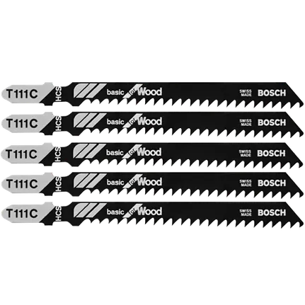 Bosch 4", 8TPI, HCS T-SHANK JIGSAW BLADE  (5 PK) T111C