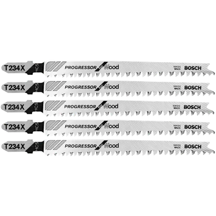 Bosch 4-1/2", "PROGRESSOR" HCS T-SHANK JIGSAW BLADE  (5 PK) T234X
