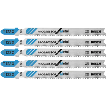 Bosch 4", "PROGRESSOR" HSS T-SHANK JIGSAW BLADE  (5 PK) T123X