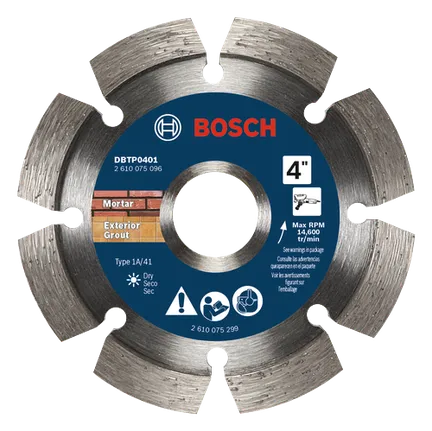 Bosch 4" STANDARD DIAMOND BLADE TUCKPOINTING  1/4" THICKNESS 7/8" & 5/8" ARBORS DBTP0401