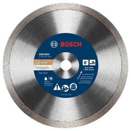 Bosch 8" PREMIUM  DIAMOND BLADE CONTINUOUS RIM 5/8" ARBOR DBC0802