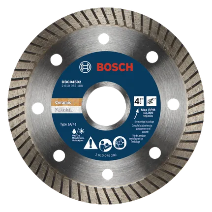 Bosch 4.5" PREMIUM DIAMOND BLADE CONTINUOUS (SPECIALIZED TURBO) RIM 7/8" ARBOR DBC04502