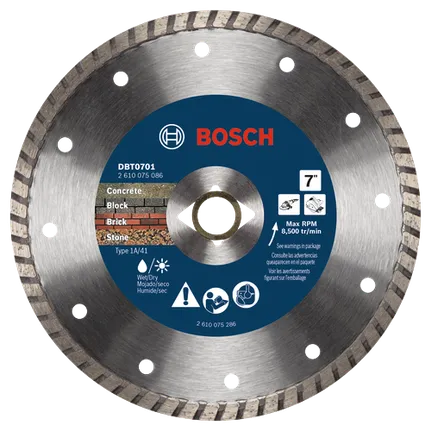 Bosch 7" STANDARD DIAMOND BLADE TURBO RIM 7/8", 20MM, 5/8" ARBORS DBT0701