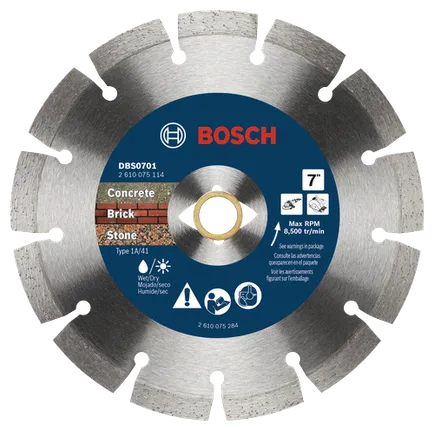 Bosch 7" STANDARD DIAMOND BLADE SEGMENTED RIM 7/8" DKO & 5/8" ARBORS DBS0701
