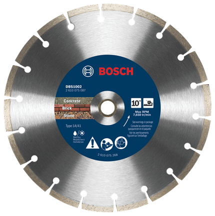 Bosch 10"PREMIUM DIAMOND BLADE SEGMENTED RIM 7/8" & 5/8" ARBORS DBS1002