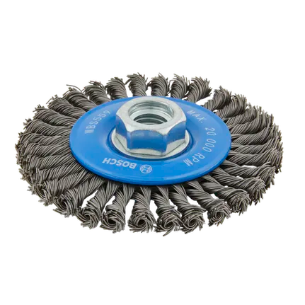Bosch 4" WIRE WHEEL, STRINGER BEAD KNOTTED, CS,  5/8" X 11" ARBOR WBS559