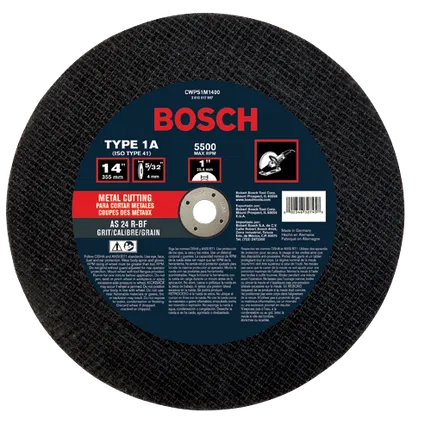 Bosch 14 X 5/32 X 1 TYPE 1 HS PORTABLE C/O WHEEL A24R-BF FOR METAL  (BULK) CWPS1M1400