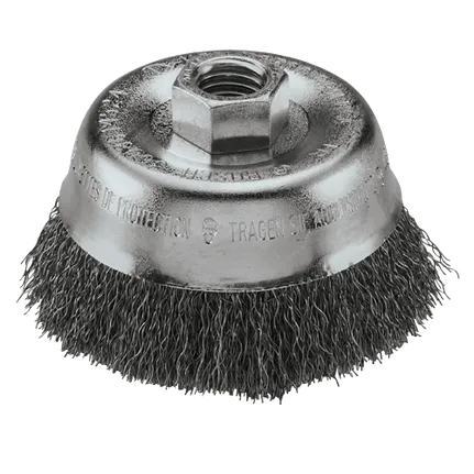 Bosch 3" CUP BRUSH, CRIMPED, CARBON STEEL,  5/8" X 11" ARBOR WB524