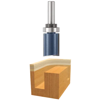Bosch 1 1/8" DIA X 1 1/2"  2F STRAIGHT/TRIM WITH TOP BB, 1/2" SHANK 85671M