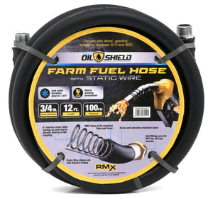 BluBird OilShield 3/4" x 12' Rubber Farm Fuel Transfer Hose with Static Wire OSFH3412