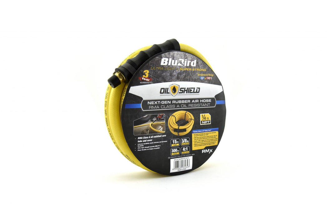 BluBird OilShield Rubber Air Hose Assembly 3/8" x 15' OS3815
