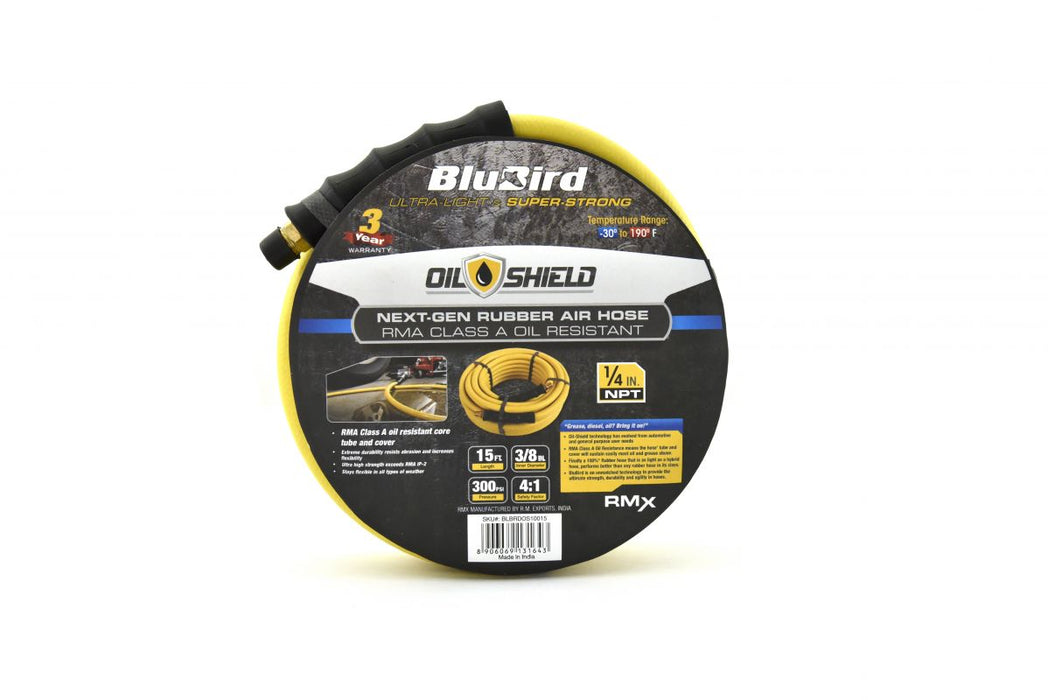 BluBird OilShield Rubber Air Hose Assembly 3/8" x 15' OS3815