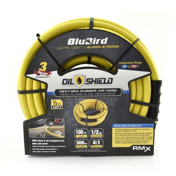 BluBird OilShield Rubber Air Hose Assembly 1/2" x 100' OS12100