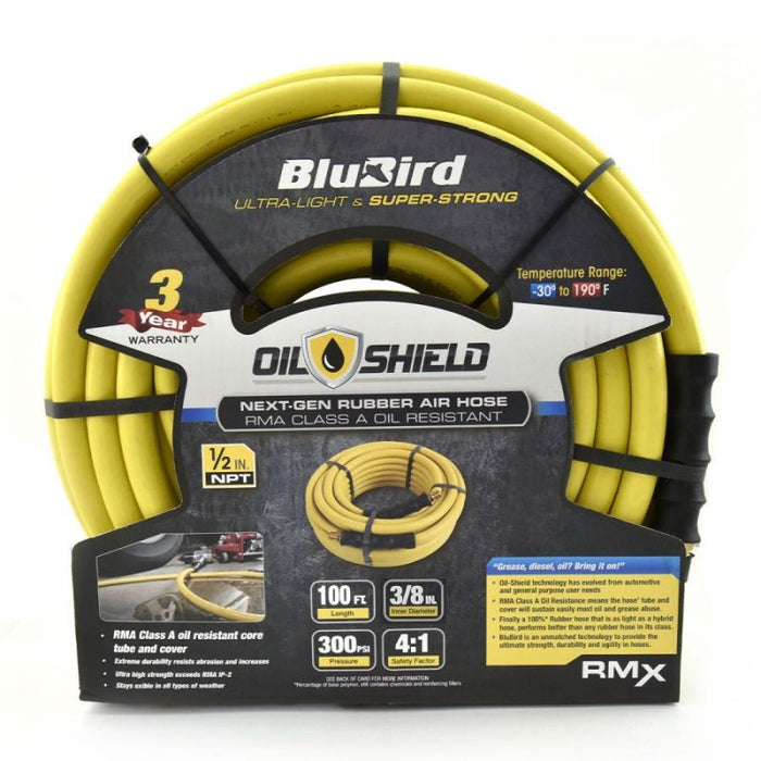 BluBird OilShield Rubber Air Hose Assembly 3/8" x 100' OS38100