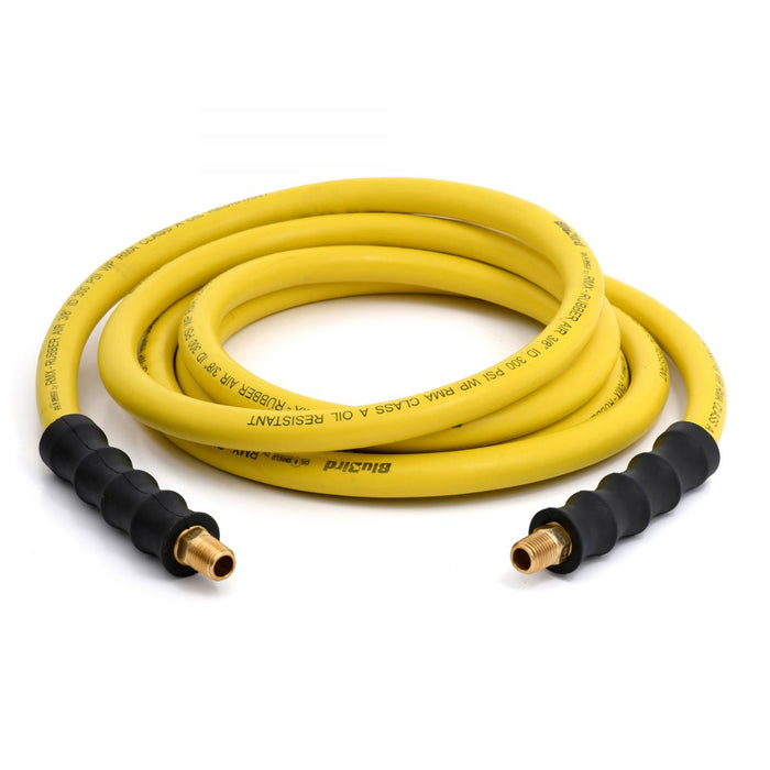 BluBird OilShield Rubber Air Hose Assembly 3/8" X 15'- 3/8" Male-NPT, 300 PSI, Nitrile Class A, 2 Pack OS3815-2pk