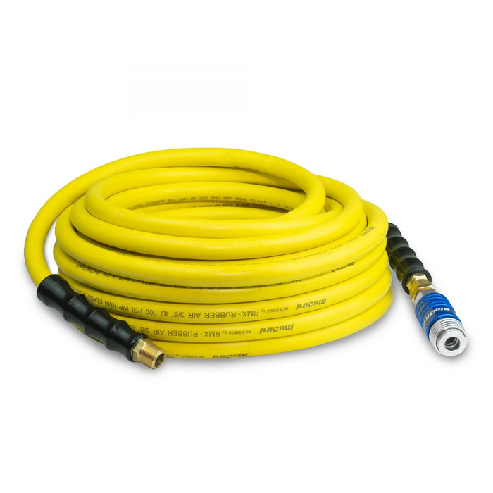BluBird OilShield Rubber Air Hose 3/8" X 50' - 3/8" Male-NPT, 300 PSI, Nitrile Class A with Universal 5 in 1 coupler OS3850-5CP