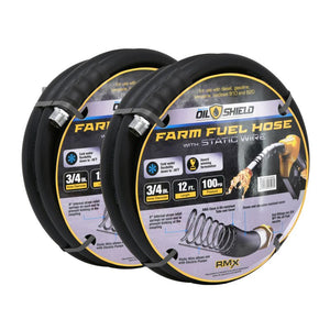 BluBird OilShield 3/4" X 12' Rubber Farm Fuel Transfer Hose with Static Wire, 2 Pack OSFH3412-2pk
