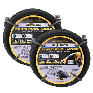 BluBird OilShield 1" X 14' Rubber Farm Fuel Transfer Hose with Static Wire - 2 pack OSFHONE14-2pk