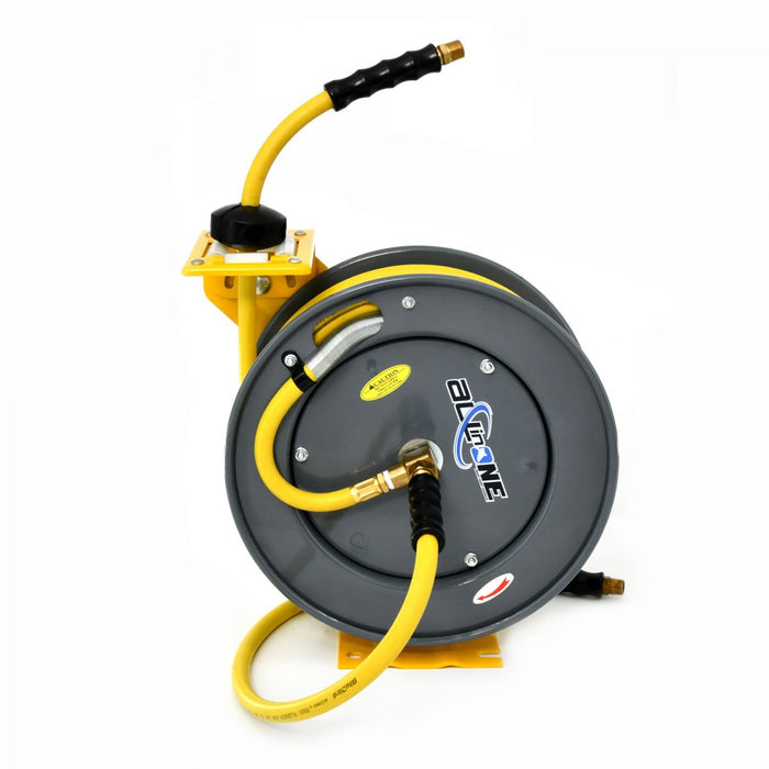 BluBird OilShield Rubber All-In-One 3/8" x 50' Air Hose Reel Heavy Duty Single Arm Assembly OSRHD3850-AIO