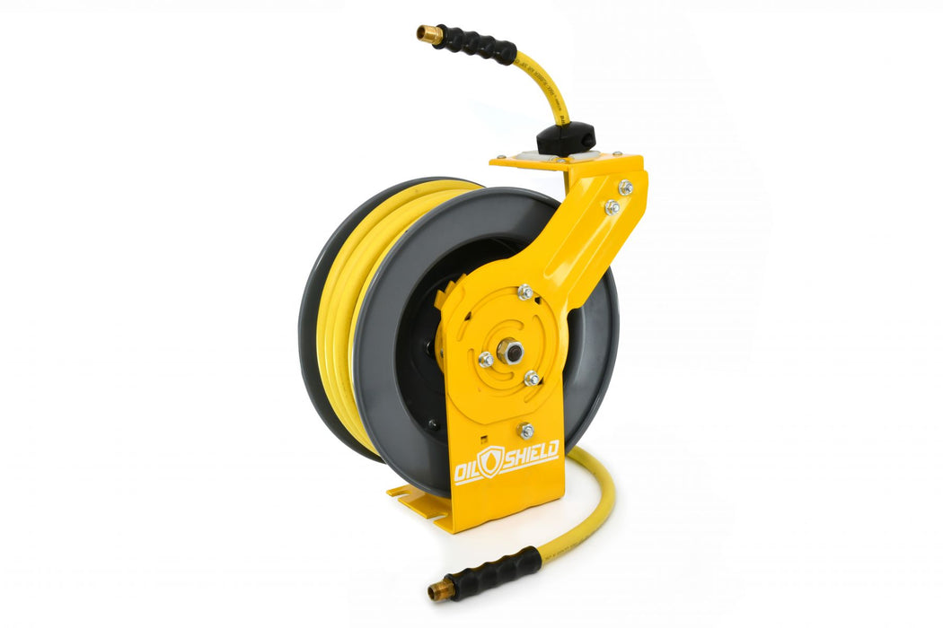 BluBird OilShield Rubber All-In-One 3/8" x 50' Air Hose Reel Heavy Duty Single Arm Assembly OSRHD3850-AIO