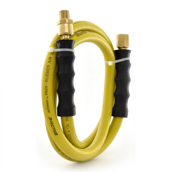 BluBird OilShield Rubber Air Hose Assembly 3/8" X 05'- 3/8" Male-NPT, 300 PSI, Nitrile Class A, 2 Pack OSSR3805-2pk