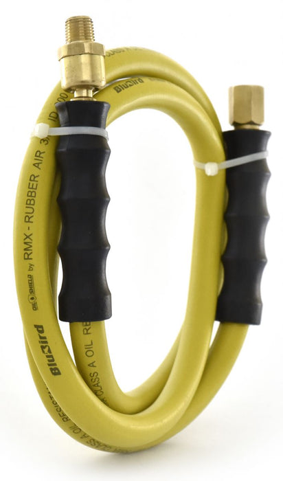 BluBird OilShield Rubber Air Hose Assembly 3/8" X 05'- 3/8" Male-NPT, 300 PSI, Nitrile Class A OSSR3805