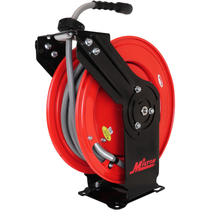 Zeeline by Milton® PWR31450 1/4" x 50' All-In-One Retractable Pressure Washer Hose Reel | 1 Unit | 3,300 PSI | Poly Braided Hose | 12-Point Ratchet | 225° Guide Arm | M22 Connections | For Residential, Commercial & Industrial Use