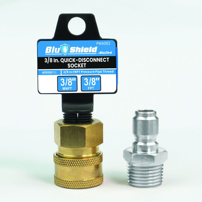 BluBird 3/8" Quick Disconnect Male Plug X 3/8" Female Pipe Thread Pressure Washer Adapter PWA062