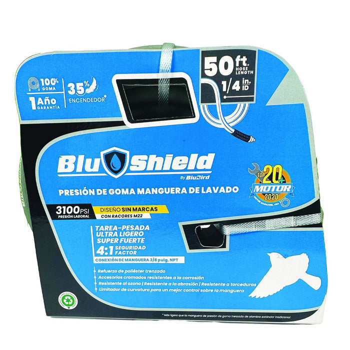 BluBird Blu Shield Rubber Pressure Washer Hose Assembly 1/4" x 50' w/ M22 Non Marking PW1450-NM