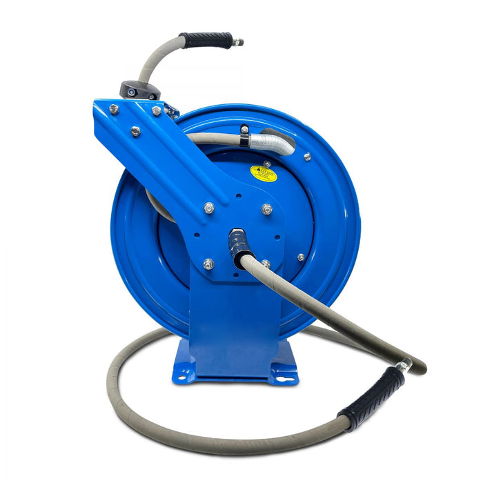 BluBird Blu Shield Rubber Pressure Washing Hose Reel 3/8" X 50' (Dual Arm)with 6' Lead-in-Hose PWSWRDA3850