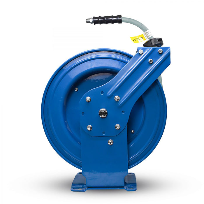 BluBird Blu Shield Rubber Pressure Washing Hose Reel 3/8" X 50' (Dual Arm)with 6' Lead-in-Hose PWSWRDA3850