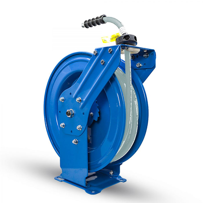 BluBird Blu Shield Rubber Pressure Washing Hose Reel 3/8" X 50' (Dual Arm)with 6' Lead-in-Hose PWSWRDA3850