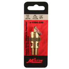Load image into Gallery viewer, Milton S-1090-200 1/4&quot; MNPT ASME Safety Valve, 200 PSI Pop off Pressure