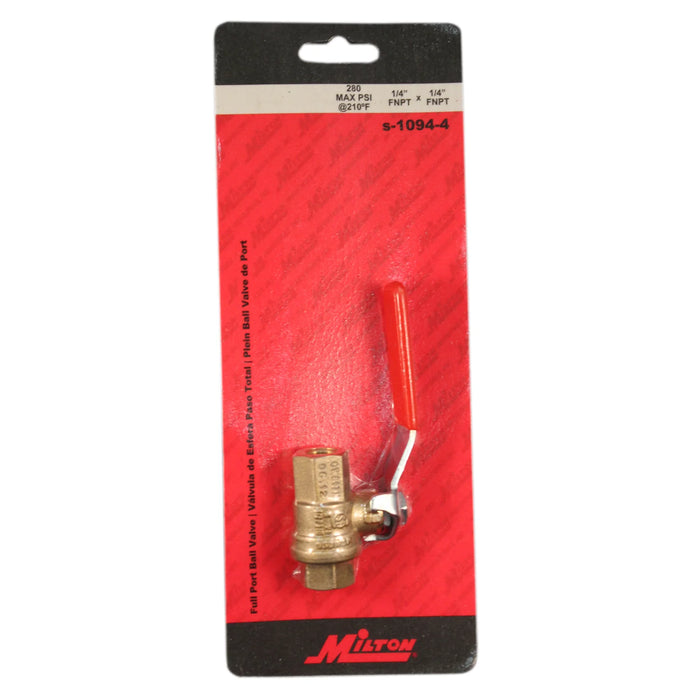 Milton S-1094-4 1/4" NPT Female Full Port Brass Ball Valve