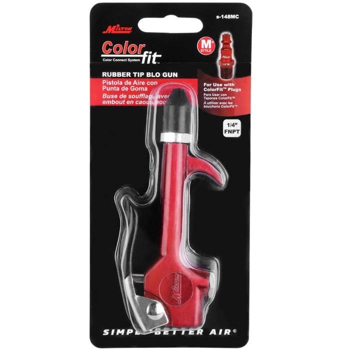 Milton  s-148MC COLORFIT® S-148MC 1/4 NPT Lever Blow Gun Tool, Rubber Tip Nozzle, Red